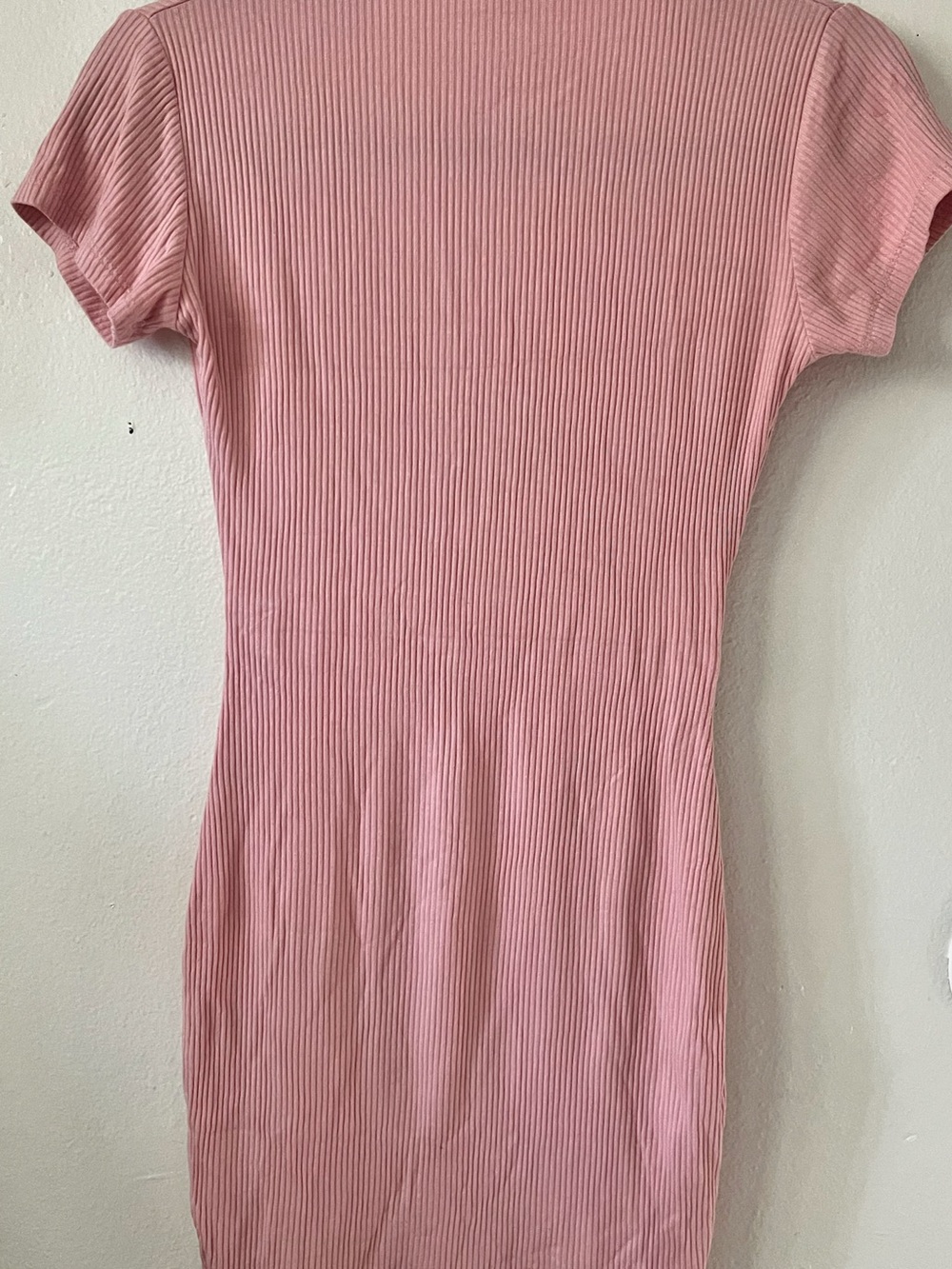 Cotton On Pink Ribbed Short-Sleeve Mini Dress